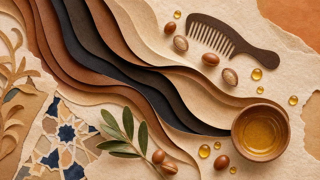 Papirne vrpce kose i češalj, argan atmosfera