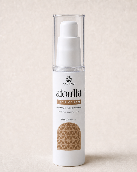 AFOULKI krema za lice u bijeloj airless bočici od 50 ml.