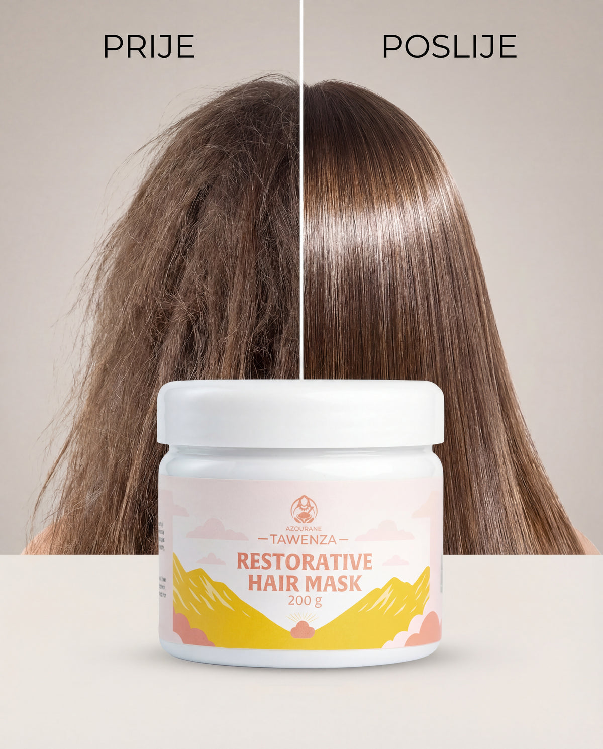 TAWENZA Restorative Hair Mask, 200 g, with shea butter and argan, AZOURANE